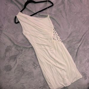 One shoulder white dress